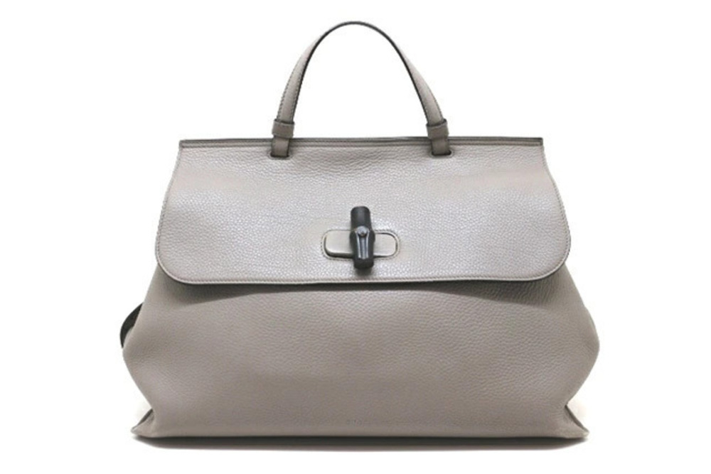 Gucci Bag Handbag Shoulder Bamboo Daily Leather Gray